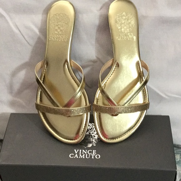 vince camuto gold flat sandals